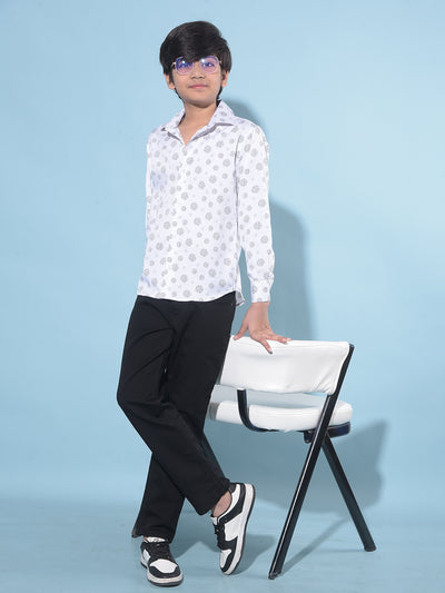 White Printed Shirt-Boys Shirts-Crimsoune Club