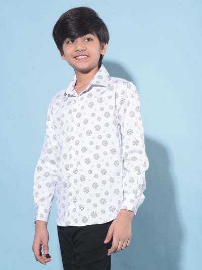 White Printed Shirt-Boys Shirts-Crimsoune Club