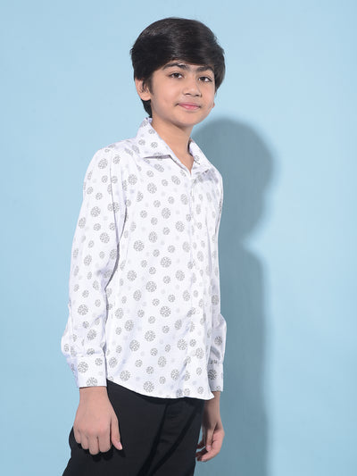 White Printed Shirt-Boys Shirts-Crimsoune Club