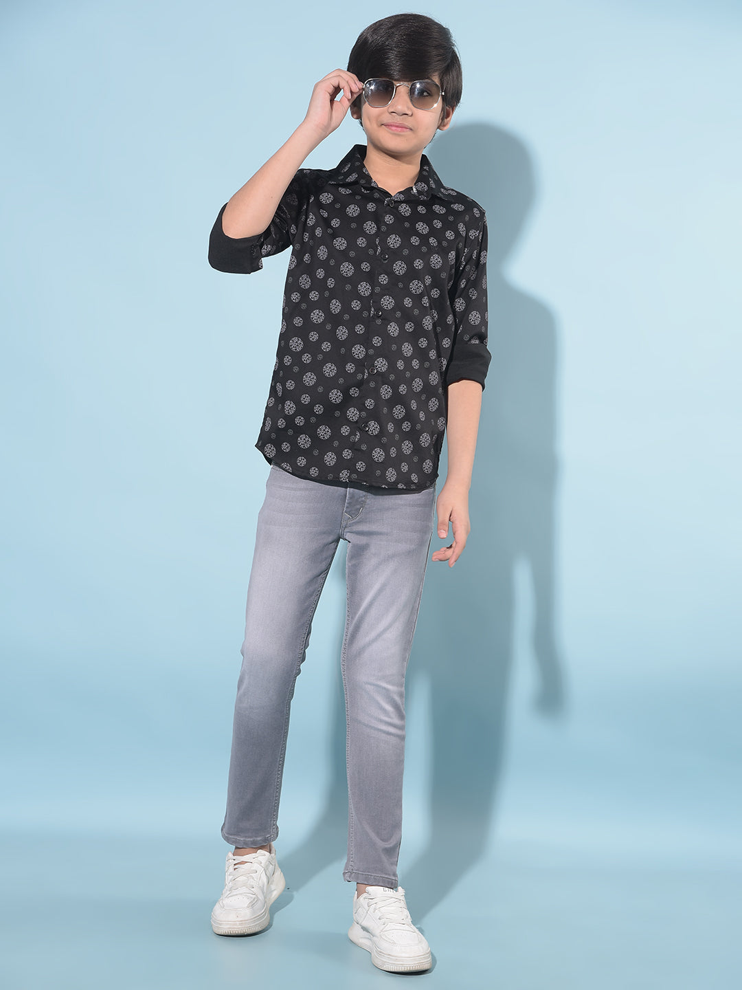 Black Printed Shirt-Boys Shirts-Crimsoune Club