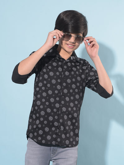 Black Printed Shirt-Boys Shirts-Crimsoune Club