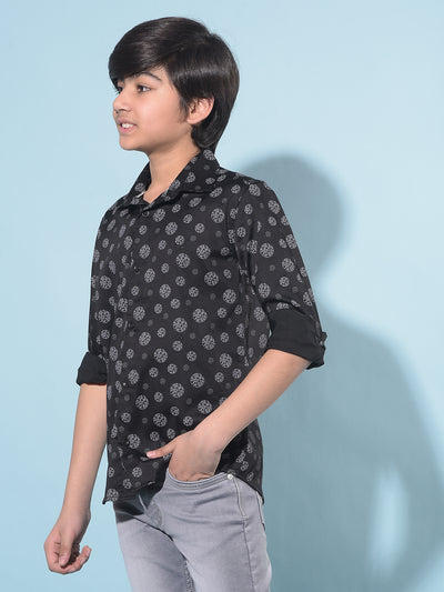 Black Printed Shirt-Boys Shirts-Crimsoune Club