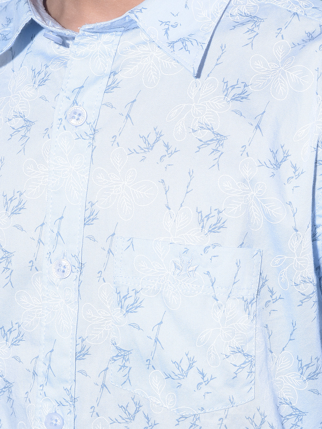 Blue Floral Printed 100% Cotton Shirt-Boys Shirts-Crimsoune Club