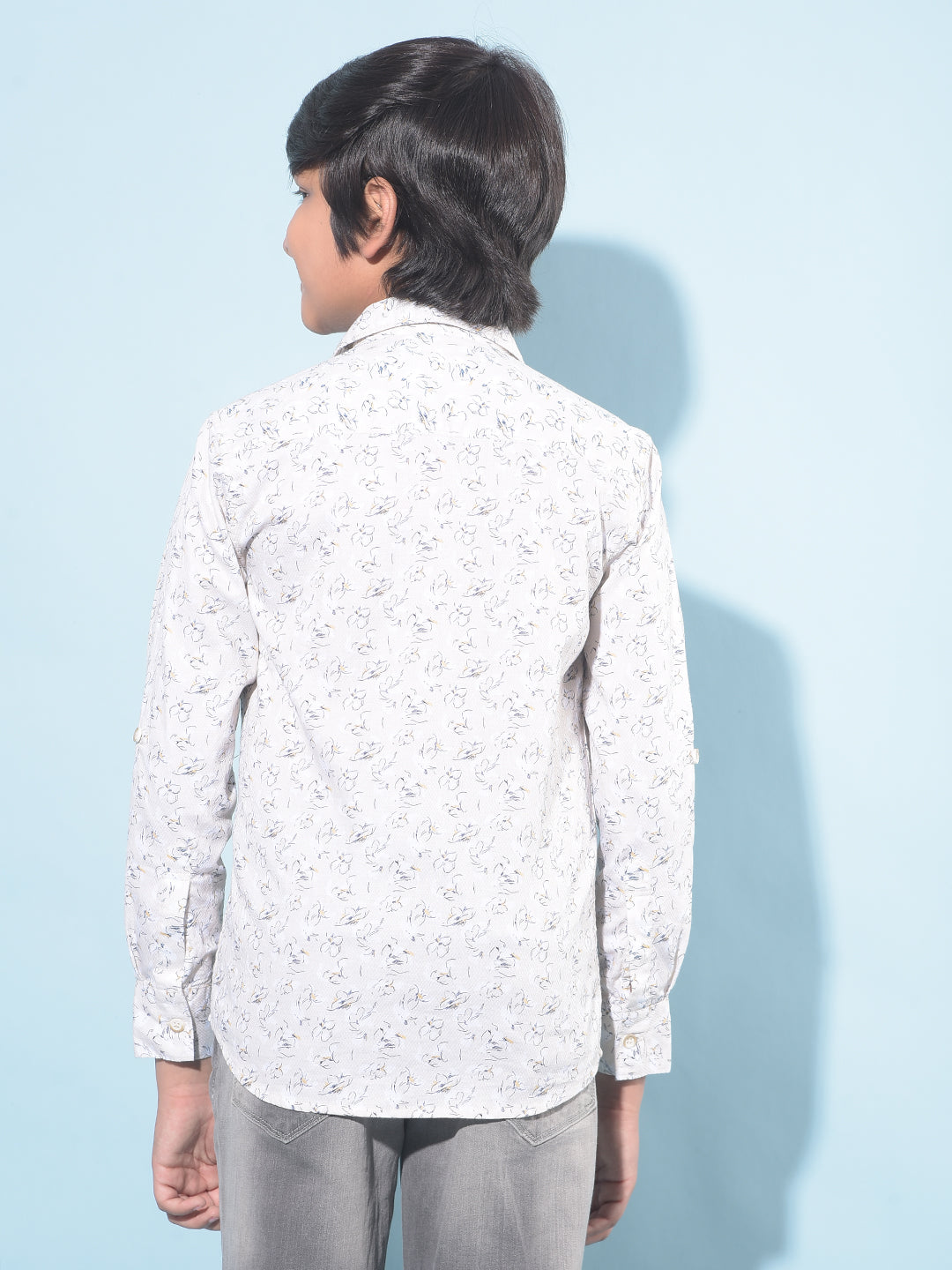 Beige Floral Print 100% Cotton Shirt-Boys Shirts-Crimsoune Club