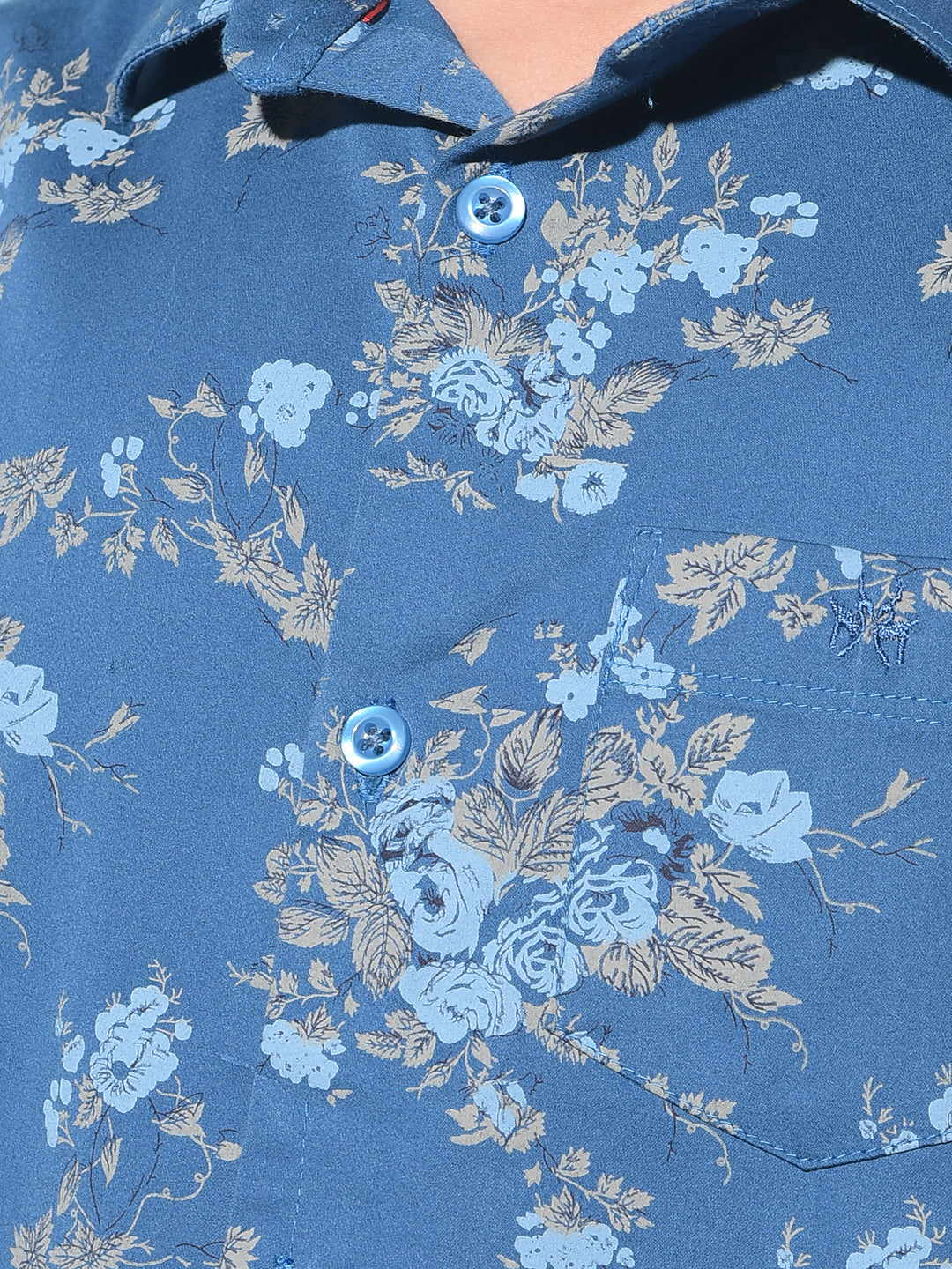 Blue Floral Print Shirt-Boys Shirts-Crimsoune Club