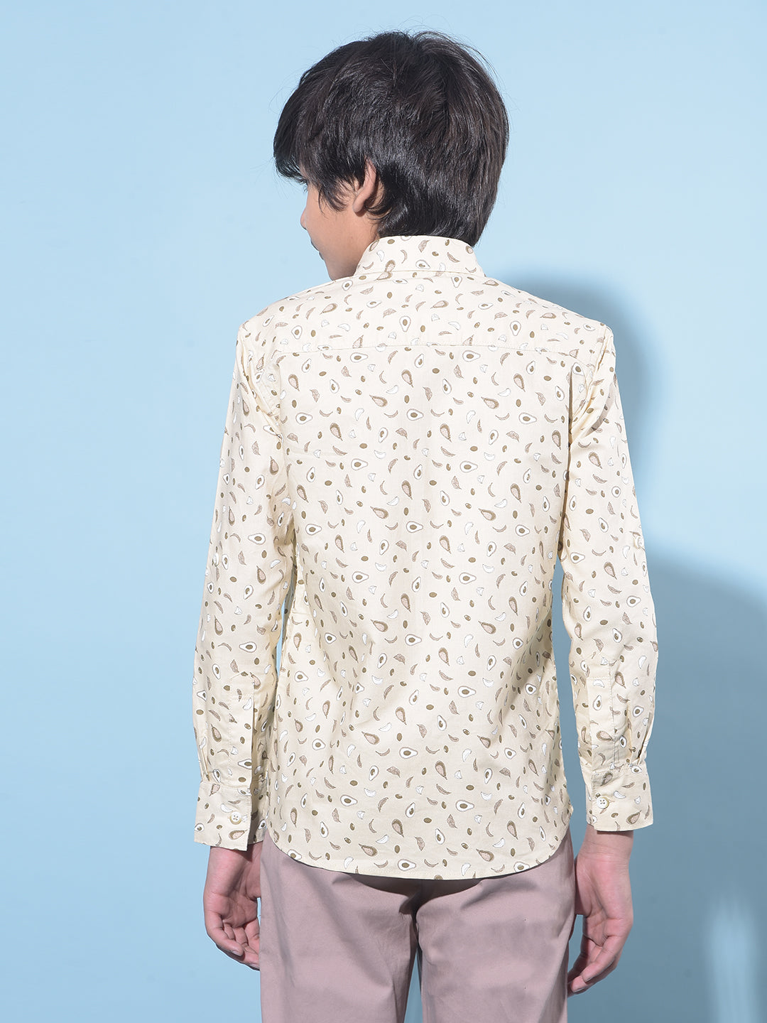 Beige Printed 100% Cotton Shirt-Boys Shirts-Crimsoune Club