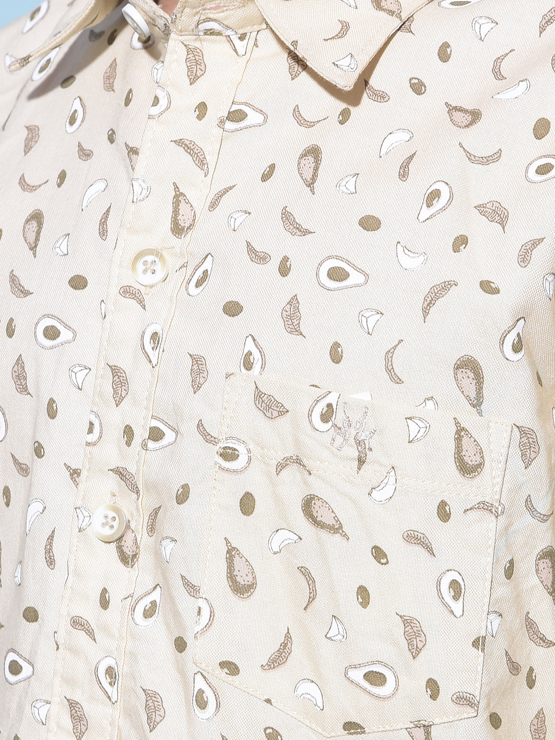 Beige Printed 100% Cotton Shirt-Boys Shirts-Crimsoune Club