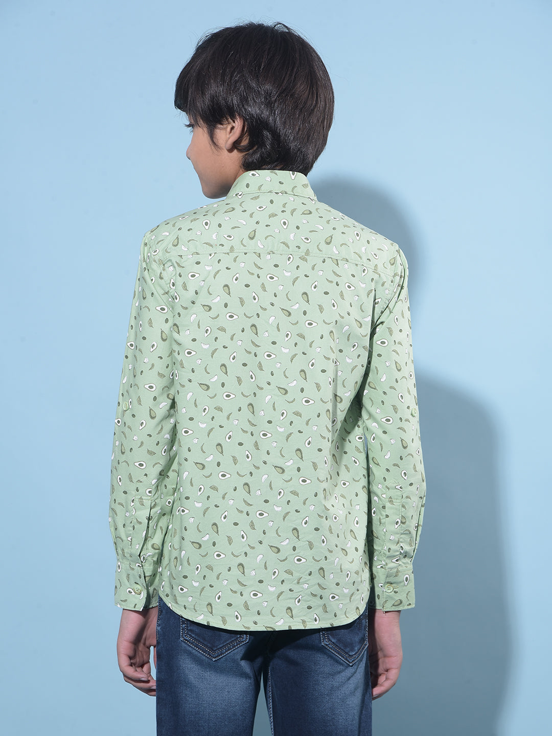 Green Printed 100% Cotton Shirt-Boys Shirts-Crimsoune Club