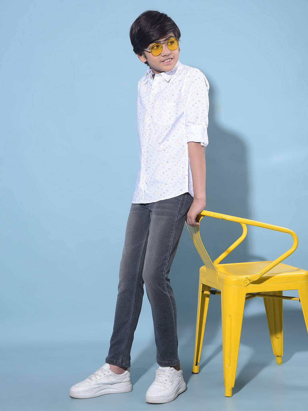 White Printed 100% Cotton Shirt-Boys Shirts-Crimsoune Club