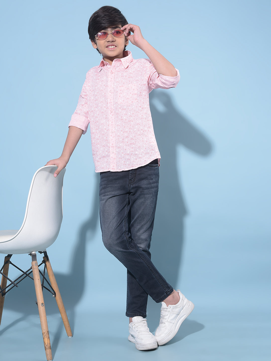 Pink Printed 100% Cotton Shirt-Boys Shirts-Crimsoune Club