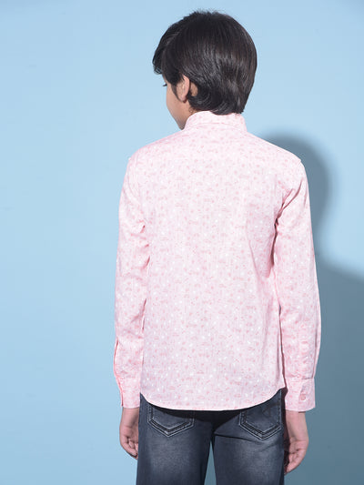 Pink Printed 100% Cotton Shirt-Boys Shirts-Crimsoune Club