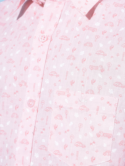 Pink Printed 100% Cotton Shirt-Boys Shirts-Crimsoune Club