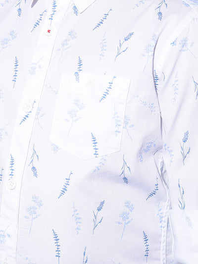 White Floral Print 100% Cotton Shirt-Boys Shirts-Crimsoune Club