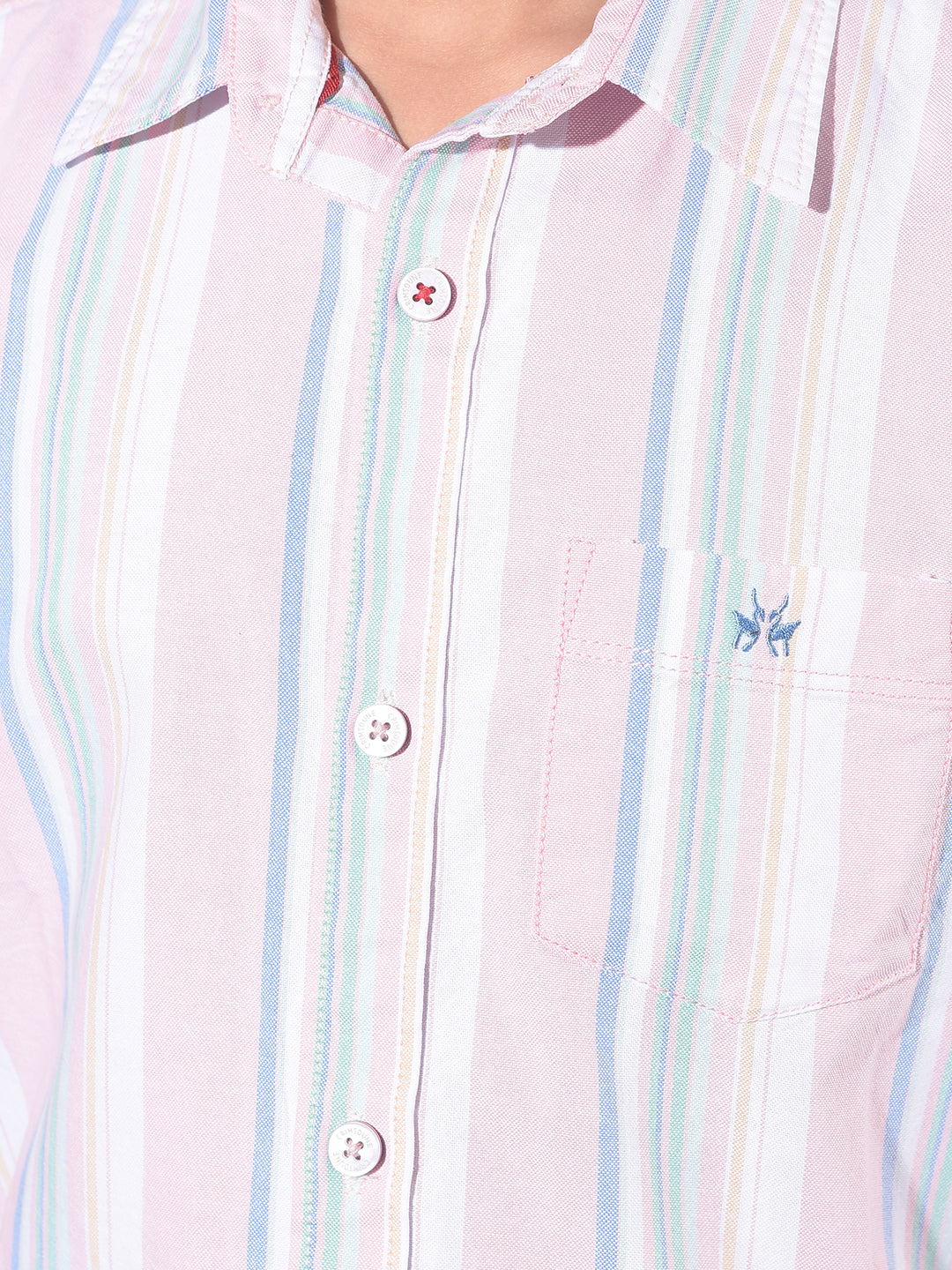 Pink Vertical Striped 100% Cotton Shirt-Boys Shirts-Crimsoune Club