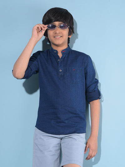 Blue 100% Cotton Shirt-Boys Shirts-Crimsoune Club