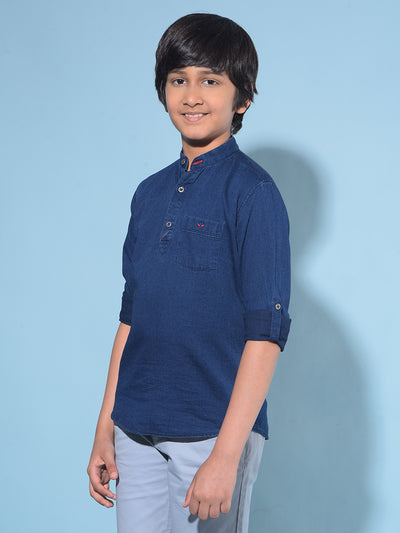 Blue 100% Cotton Shirt-Boys Shirts-Crimsoune Club