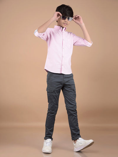 Pink Button Down Collar 100% Cotton Shirt-Boys Shirts-Crimsoune Club