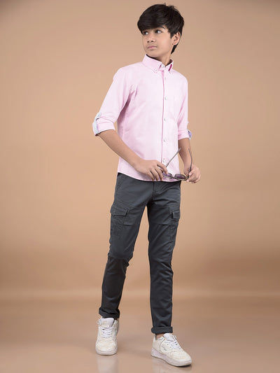 Pink Button Down Collar 100% Cotton Shirt-Boys Shirts-Crimsoune Club