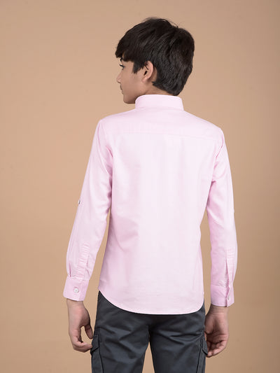 Pink Button Down Collar 100% Cotton Shirt-Boys Shirts-Crimsoune Club