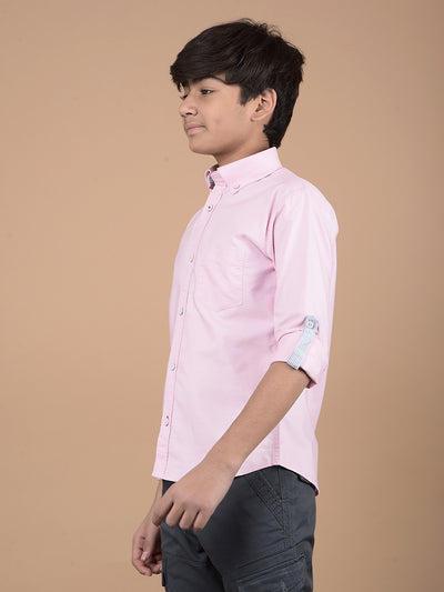 Pink Button Down Collar 100% Cotton Shirt-Boys Shirts-Crimsoune Club