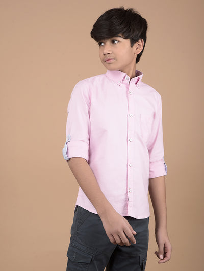 Pink Button Down Collar 100% Cotton Shirt-Boys Shirts-Crimsoune Club
