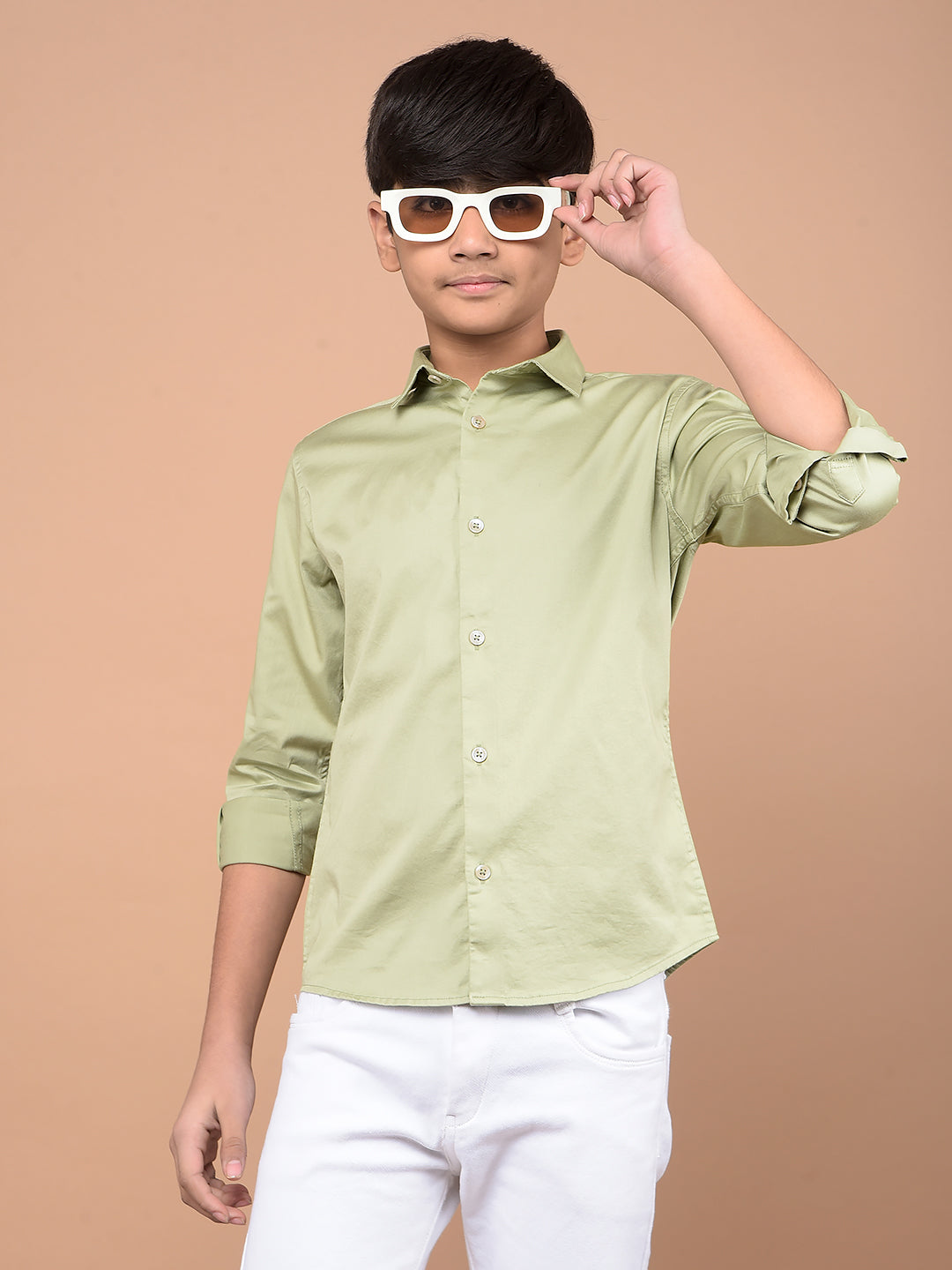 Green Shirt-Boys Shirts-Crimsoune Club