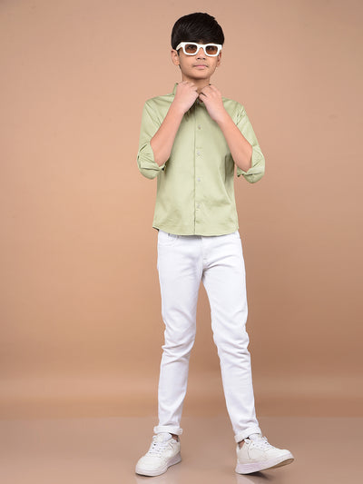 Green Shirt-Boys Shirts-Crimsoune Club