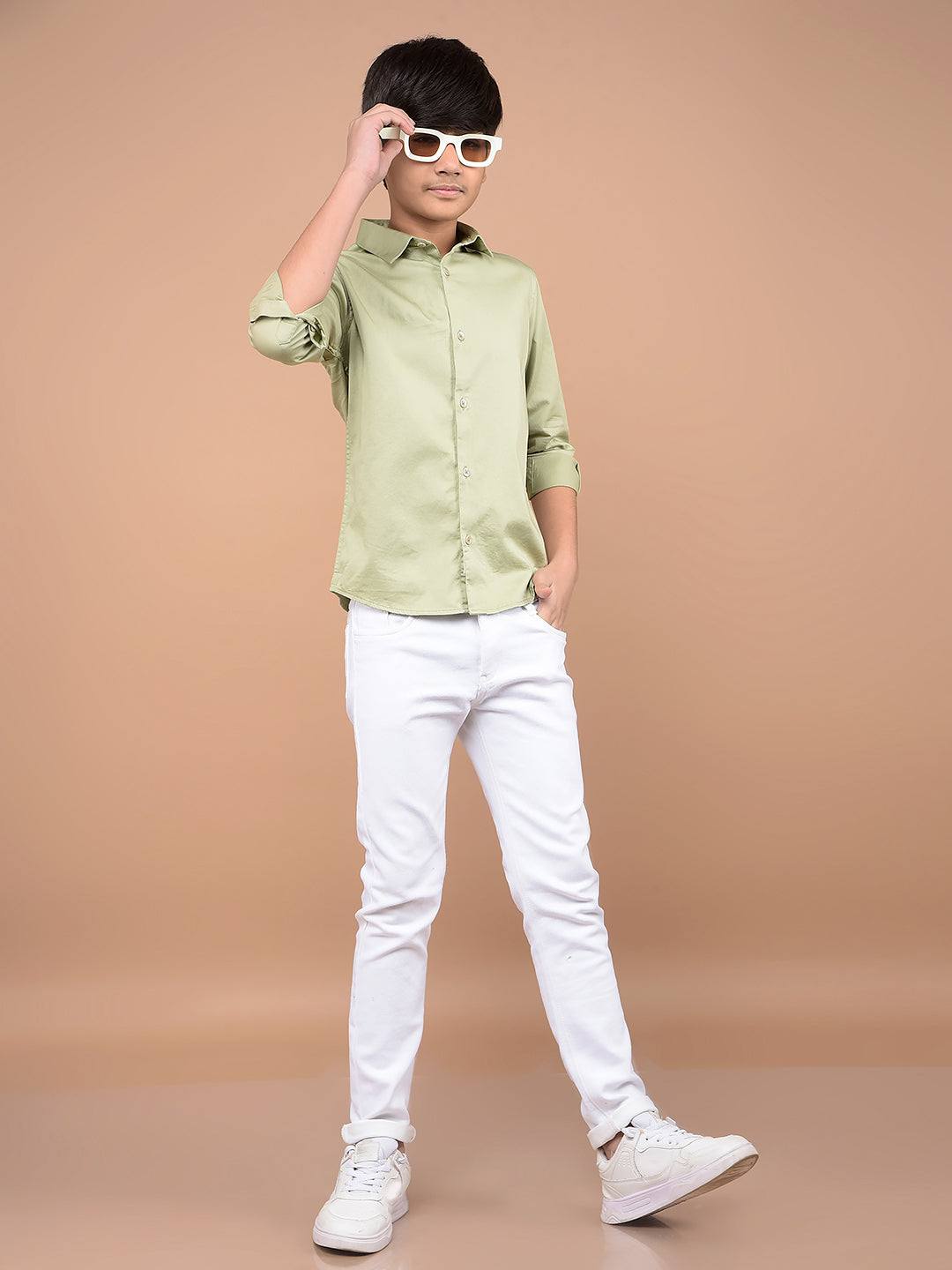 Green Shirt-Boys Shirts-Crimsoune Club