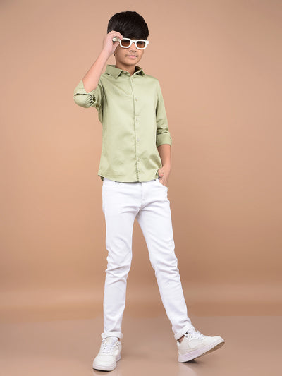 Green Shirt-Boys Shirts-Crimsoune Club