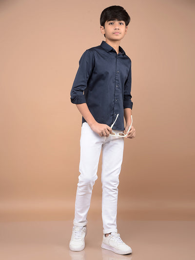 Navy Blue Shirt-Boys Shirts-Crimsoune Club