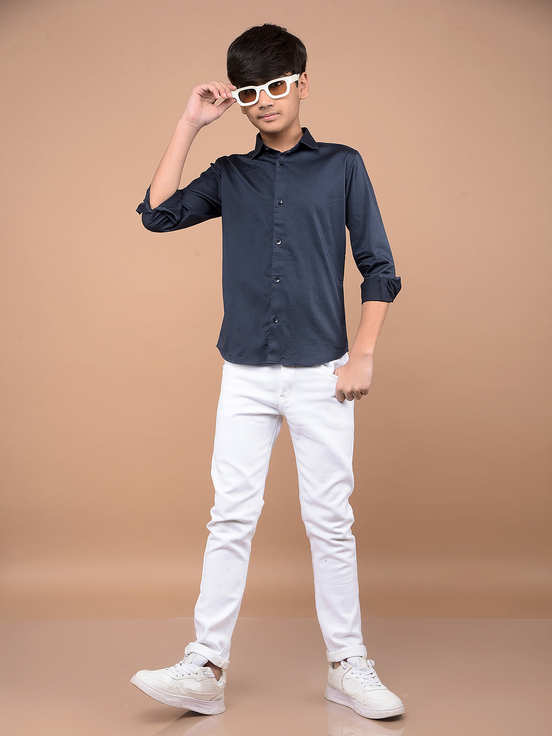 Navy Blue Shirt-Boys Shirts-Crimsoune Club