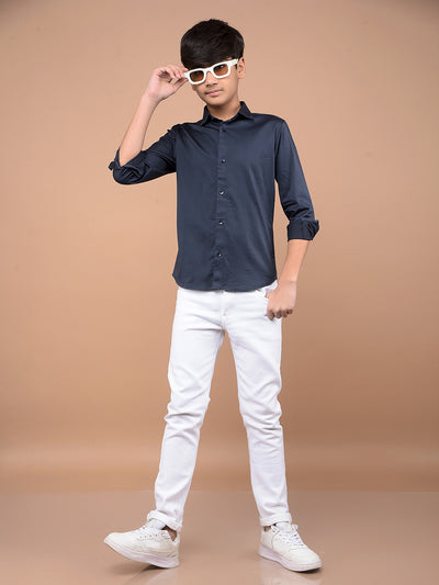 Navy Blue Shirt-Boys Shirts-Crimsoune Club
