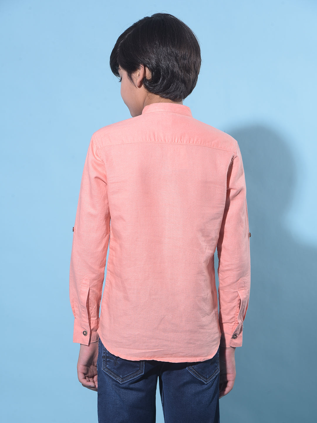 Peach Linen Kurta-Boys Kurtas-Crimsoune Club