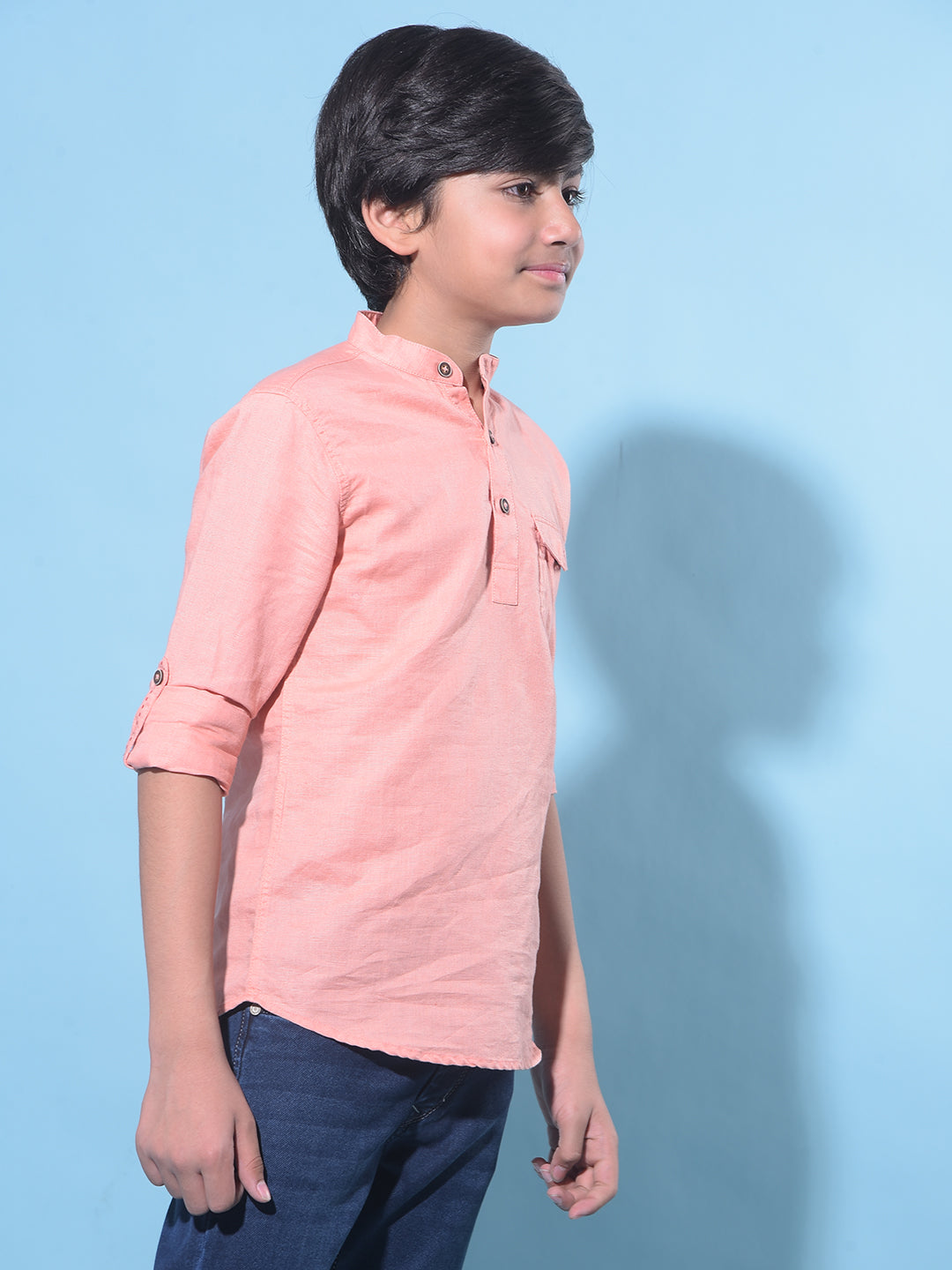 Peach Linen Kurta-Boys Kurtas-Crimsoune Club