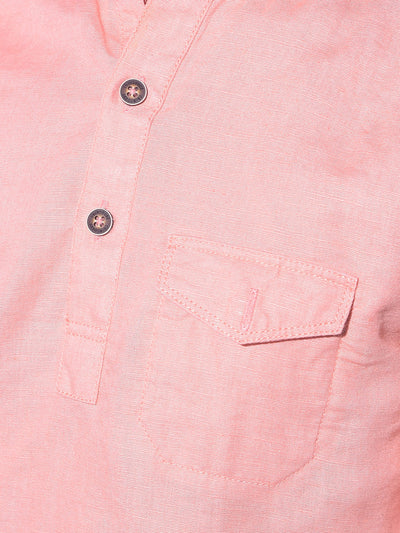 Peach Linen Kurta-Boys Kurtas-Crimsoune Club