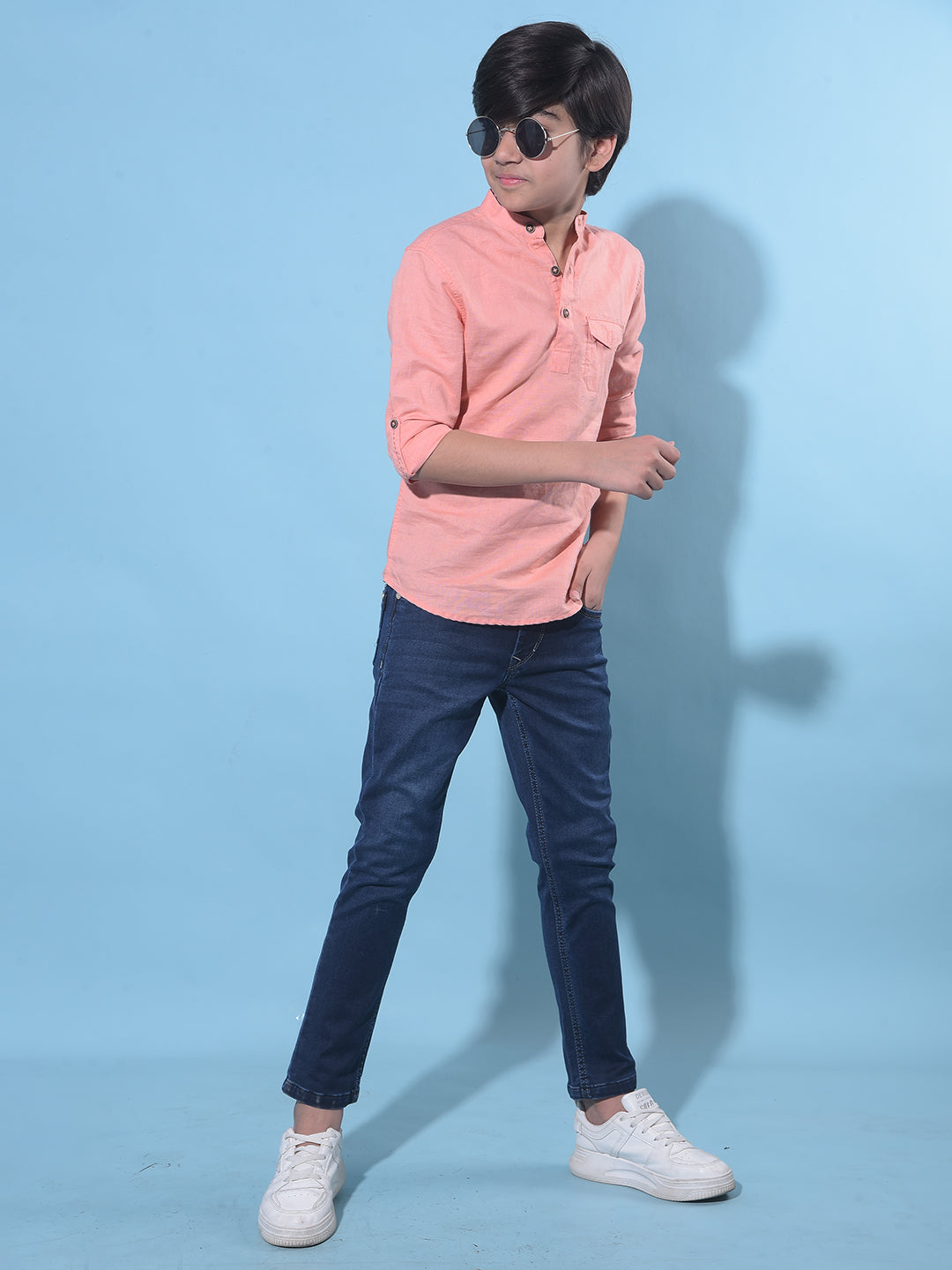 Peach Linen Kurta-Boys Kurtas-Crimsoune Club