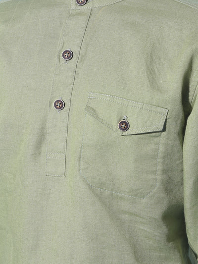 Green Linen Kurta-Boys Kurtas-Crimsoune Club