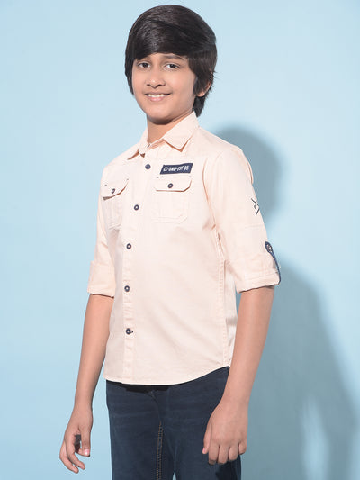 Peach Shirt-Boys Shirts-Crimsoune Club