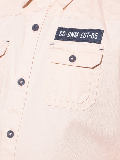 Peach Shirt-Boys Shirts-Crimsoune Club