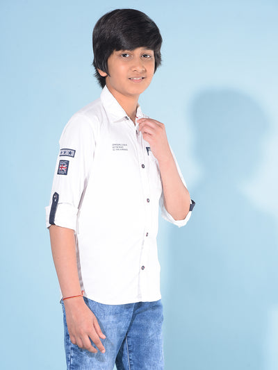 White 100% Cotton Shirt-Boys Shirts-Crimsoune Club