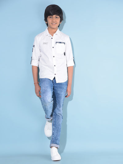 White 100% Cotton Shirt-Boys Shirts-Crimsoune Club