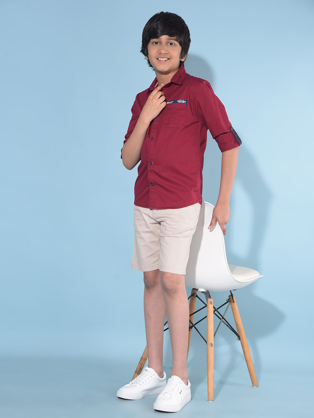 Red Typographic Print Shirt-Boys Shirts-Crimsoune Club