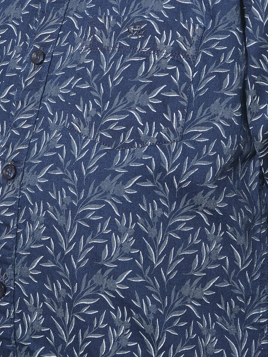 Navy Blue Floral Print 100% Cotton Shirt-Boys Shirts-Crimsoune Club