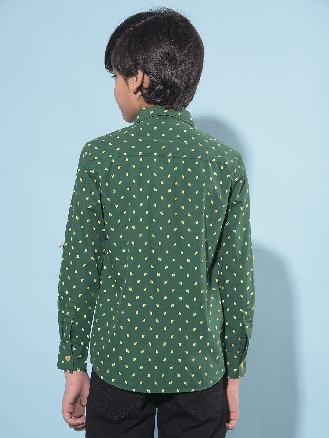 Green Printed 100% Cotton Shirt-Boys Shirts-Crimsoune Club