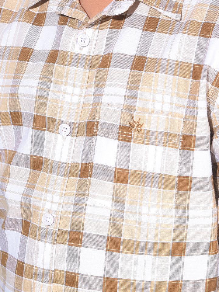 Brown 100% Cotton Shirt-Boys Shirts-Crimsoune Club