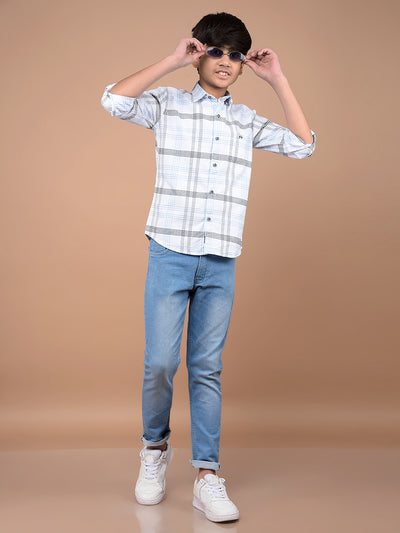 White Checked 100% Cotton Shirt-Boys Shirts-Crimsoune Club