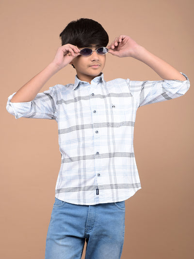 White Checked 100% Cotton Shirt-Boys Shirts-Crimsoune Club