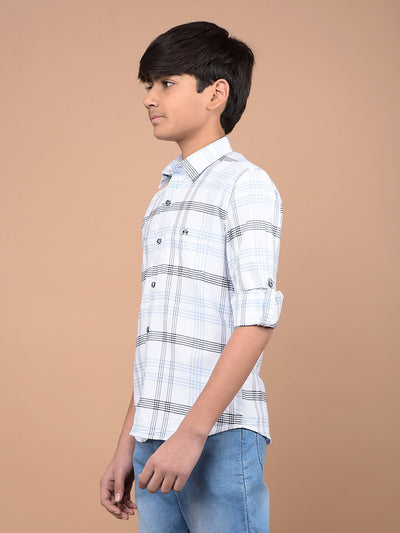 White Checked 100% Cotton Shirt-Boys Shirts-Crimsoune Club