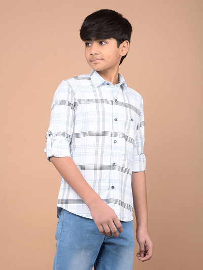 White Checked 100% Cotton Shirt-Boys Shirts-Crimsoune Club