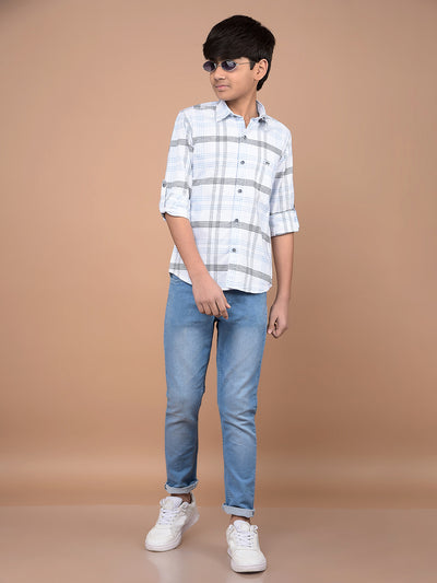 White Checked 100% Cotton Shirt-Boys Shirts-Crimsoune Club